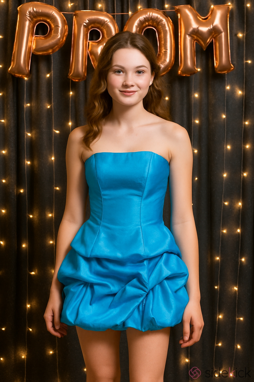 NWT Y2K Jessica McClintock Strapless Turquoise Bubble Prom/Formal Dress